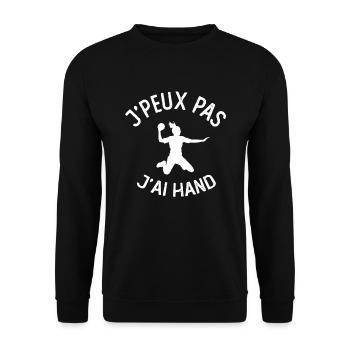 J'peux pas j'ai hand t-shirt pour handball - Sweat-shirt Unisexe - noir - Devant - Alina (178cm) & Michal (187cm)