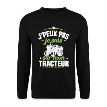 J'peux pas je suis sur mon tracteur humour cadeau - Sweat-shirt Unisexe - noir - Devant - Alina (178cm) & Michal (187cm)