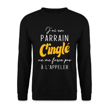 j'ai un parrain cinglé ne me force pas a l'appeler - Sweat-shirt Unisexe - noir - Devant - Alina (178cm) & Michal (187cm)