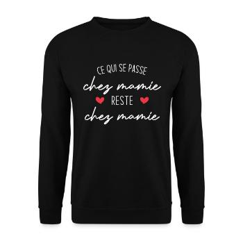 Ce qui se passe chez mamie reste chez mamie ! - Sweat-shirt Unisexe - noir - Devant - Alina (178cm) & Michal (187cm)