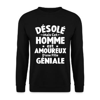Cet homme est amoureux d'une fille géniale - Sweat-shirt Unisexe - noir - Devant - Alina (178cm) & Michal (187cm)