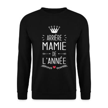 Arrière Mamie De L'année Cadeau Grand mère - Sweat-shirt Unisexe - noir - Devant - Alina (178cm) & Michal (187cm)