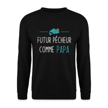 Futur pêcheur comme papa humour cadeau pêcheur - Sweat-shirt Unisexe - noir - Devant - Alina (178cm) & Michal (187cm)
