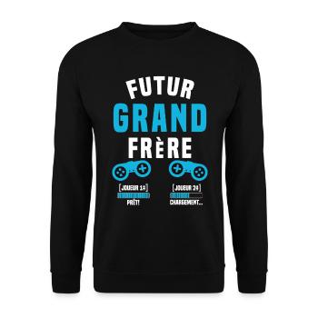 Futur grand frère geek annonce grand frère annonce - Sweat-shirt Unisexe - noir - Devant - Alina (178cm) & Michal (187cm)