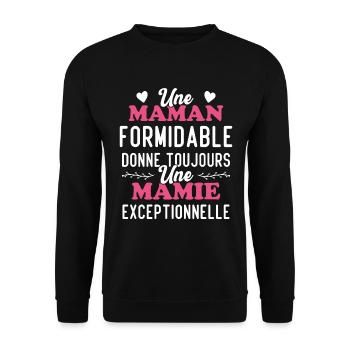 Maman Formidable Donne Mamie Exceptionnelle - Sweat-shirt Unisexe - noir - Devant - Alina (178cm) & Michal (187cm)