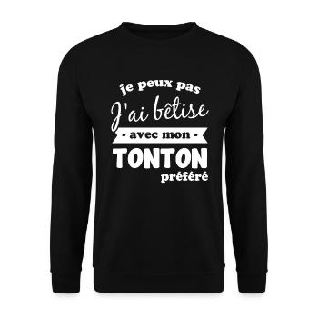 J'ai Bêtise Avec Mon Tonton Préféré Cadeau Tonton - Sweat-shirt Unisexe - noir - Devant - Alina (178cm) & Michal (187cm)