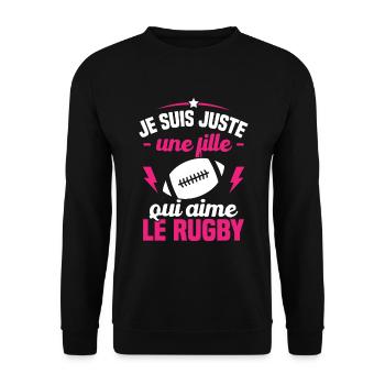 Je suis juste une fille qui aime le rugby - Sweat-shirt Unisexe - noir - Devant - Alina (178cm) & Michal (187cm)