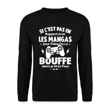 Si C'est Pas En Rapport Avec Les Mangas Jeux Vidéo - Sweat-shirt Unisexe - noir - Devant - Alina (178cm) & Michal (187cm)