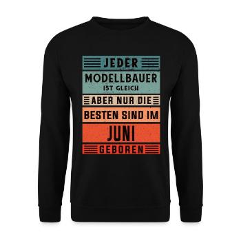Technischer Geburtstag Juni geboren Modellbauer - Unisex Pullover - Schwarz - Vorne - Alina (178cm) & Michal (187cm)