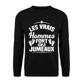 Les vrais hommes font des jumeaux - Sweat-shirt Unisexe - noir - Devant - Alina (178cm) & Michal (187cm)
