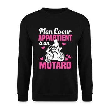 Mon coeur appartient à un motard humour cadeau - Sweat-shirt Unisexe - noir - Devant - Alina (178cm) & Michal (187cm)