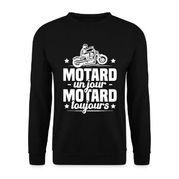 Motard un jour motard toujours, Cadeau motard - Sweat-shirt Unisexe - noir - Devant - Alina (178cm) & Michal (187cm)