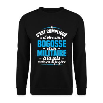 C'est compliqué d'être un bogosse et un gendarme - Sweat-shirt Unisexe - noir - Devant - Alina (178cm) & Michal (187cm)
