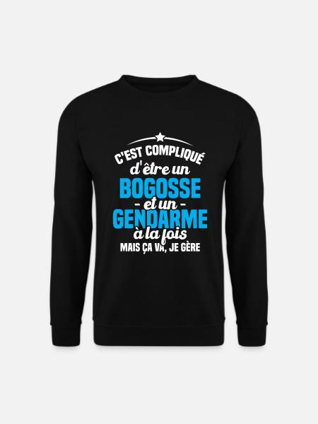 Bogosse et Gendarme, Humour Cadeau Gendarme - Sweat-shirt Unisexe - noir