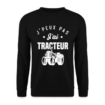 J'peux Pas J'ai Tracteur Cadeau agriculteur - Sweat-shirt Unisexe - noir - Devant - Alina (178cm) & Michal (187cm)