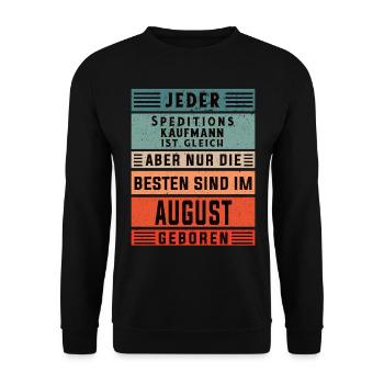 Spediteur Geburtstag August geboren - Unisex Pullover - Schwarz - Vorne - Alina (178cm) & Michal (187cm)