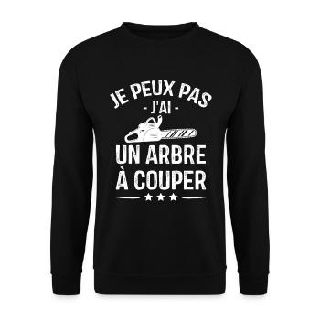 Je Peux Pas J'ai Un Arbre à Couper - Sweat-shirt Unisexe - noir - Devant - Alina (178cm) & Michal (187cm)