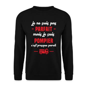 Pas parfait mais je suis pompier humour cadeau - Sweat-shirt Unisexe - noir - Devant - Alina (178cm) & Michal (187cm)