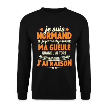 Je suis Normand je ferme déjà pas ma gueule humour - Sweat-shirt Unisexe - noir - Devant - Alina (178cm) & Michal (187cm)