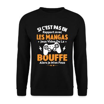 Si C'est Pas En Rapport Avec Les Mangas Jeux Vidéo - Sweat-shirt Unisexe - noir - Devant - Alina (178cm) & Michal (187cm)