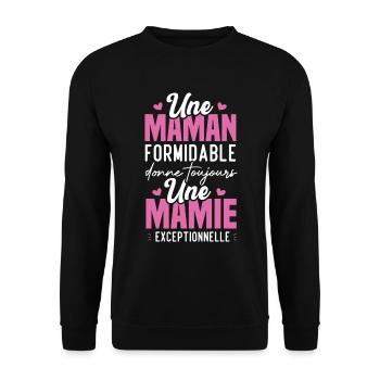 Maman Formidable Donne Mamie Exceptionnelle - Sweat-shirt Unisexe - noir - Devant - Alina (178cm) & Michal (187cm)