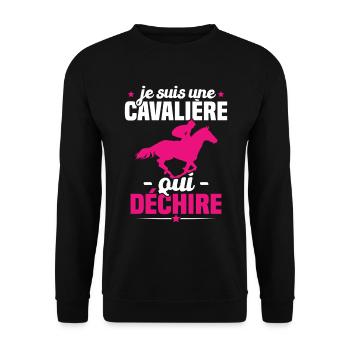 Je Suis Une Cavalière Qui Déchire Cadeau - Sweat-shirt Unisexe - noir - Devant - Alina (178cm) & Michal (187cm)