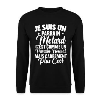 Un parrain motard c'est comme un parrain normal - Sweat-shirt Unisexe - noir - Devant - Alina (178cm) & Michal (187cm)