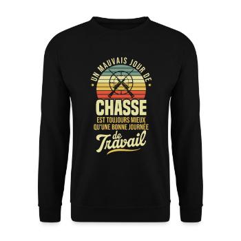 Cadeau pour Chasseur / Un mauvais jour de Chasse - Sweat-shirt Unisexe - noir - Devant - Alina (178cm) & Michal (187cm)