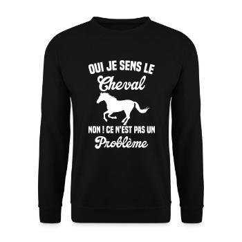 Oui Je Sens Le Cheval non ce n est pas un problème - Sweat-shirt Unisexe - noir - Devant - Alina (178cm) & Michal (187cm)