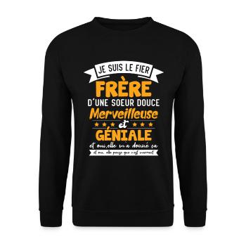 Frère Et Sœur Cadeau Humour Personnalisé - Sweat-shirt Unisexe - noir - Devant - Alina (178cm) & Michal (187cm)