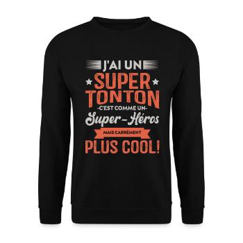 J'ai un super tonton mais carrément plus cool - Sweat-shirt Unisexe - noir - Devant - Alina (178cm) & Michal (187cm)