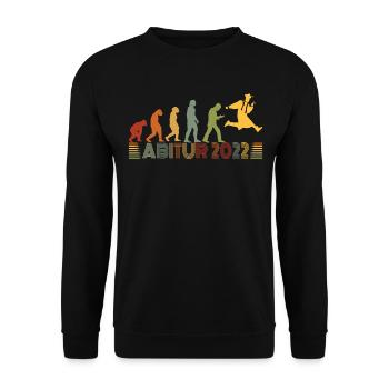 Abi 2022 Abitur bestanden Evolution retro Abitur - Unisex Pullover - Schwarz - Vorne - Alina (178cm) & Michal (187cm)
