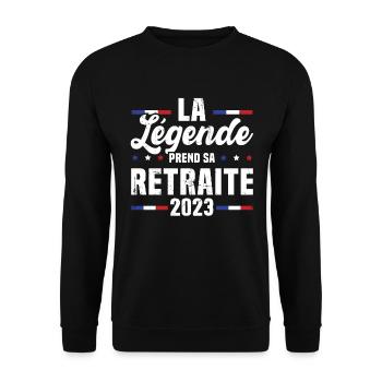 La Légende Prend Sa Retraite 2023 Cadeau - Sweat-shirt Unisexe - noir - Devant - Alina (178cm) & Michal (187cm)