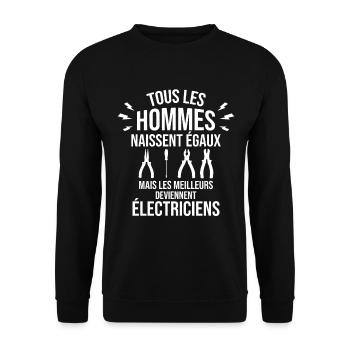 Les Meilleurs Hommes Deviennent Électriciens - Sweat-shirt Unisexe - noir - Devant - Alina (178cm) & Michal (187cm)
