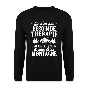 J'ai juste besoin d'aller à la Montagne Humour - Sweat-shirt Unisexe - noir - Devant - Alina (178cm) & Michal (187cm)