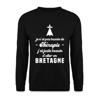 Thérapie bretagne, cadeau humour breton bretonne - Sweat-shirt Unisexe - noir - Devant - Alina (178cm) & Michal (187cm)