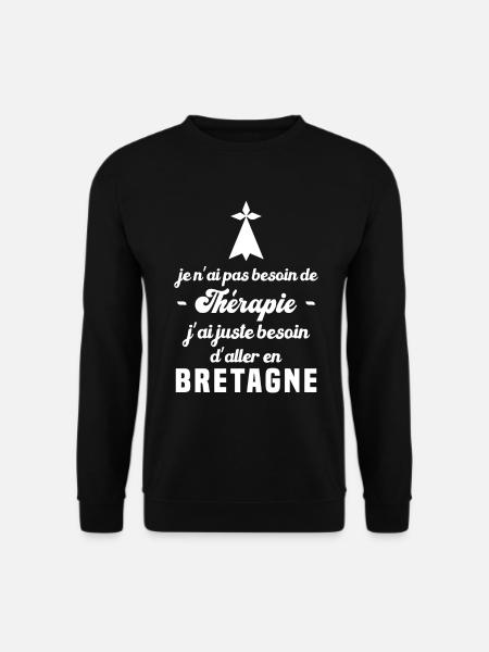 Thérapie bretagne, cadeau humour breton bretonne - Sweat-shirt Unisexe - noir