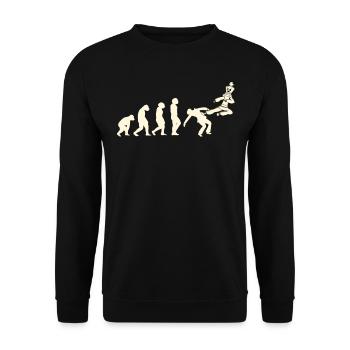 Schachspieler Schachspiel Schachbrett Evolution - Unisex Pullover - Schwarz - Vorne - Alina (178cm) & Michal (187cm)