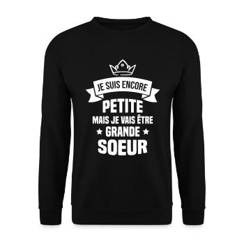 Je vais être une grande soeur - Sweat-shirt Unisexe - noir - Devant - Alina (178cm) & Michal (187cm)