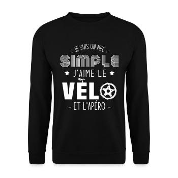 Je suis un mec simple j'aime le vélo et l'apéro - Sweat-shirt Unisexe - noir - Devant - Alina (178cm) & Michal (187cm)