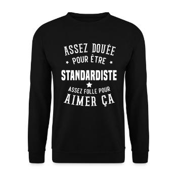 Assez douée pour être standardiste assez folle - Sweat-shirt Unisexe - noir - Devant - Alina (178cm) & Michal (187cm)
