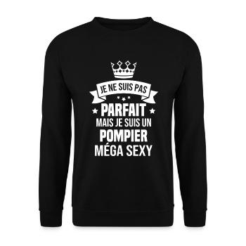 Je suis un pompier méga sexy, Cadeau pompier - Sweat-shirt Unisexe - noir - Devant - Alina (178cm) & Michal (187cm)