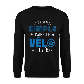 Je suis un mec simple j'aime le vélo et l'apéro - Sweat-shirt Unisexe - noir - Devant - Alina (178cm) & Michal (187cm)