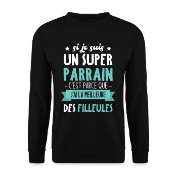 Je suis un super parrain j'ai filleules - Sweat-shirt Unisexe - noir - Devant - Alina (178cm) & Michal (187cm)
