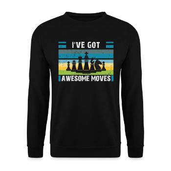 Schachspieler Schachspiel -I've Got Awesome Moves- - Unisex Pullover - Schwarz - Vorne - Alina (178cm) & Michal (187cm)