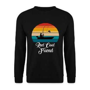 Reel Cool Friend Fishing Gifts - Unisex Pullover - Schwarz - Vorne - Alina (178cm) & Michal (187cm)