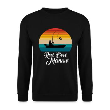 Reel Cool Memaw Fishing Gifts - Unisex Sweatshirt - black - Front - Alina (178cm) & Michal (187cm)