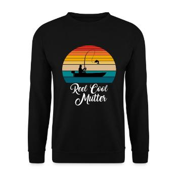 Reel Cool Mutter Fishing Gifts - Unisex Pullover - Schwarz - Vorne - Alina (178cm) & Michal (187cm)