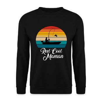 Reel Cool Maman Fishing Gifts - Unisex Pullover - Schwarz - Vorne - Alina (178cm) & Michal (187cm)