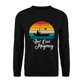 Reel Cool Maymay Fishing Gifts - Unisex Sweatshirt - black - Front - Alina (178cm) & Michal (187cm)